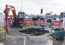 The sewer works and resurfacing led to the northbound closure of a lane on the A12 Station Square in Lowestoft. Picture: Mick Howes