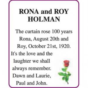 RONA and ROY HOLMAN