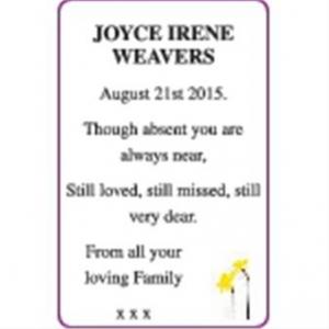 JOYCE IRENE WEAVERS