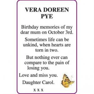 PYE VERA DOREEN