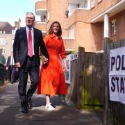 Sir Keir Starmer and his wife Victoria heading to vote