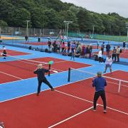 The courts in full swing at Denes Oval at the successful Lowestoft Town Tennis and Pickleball Club open day. Picture: Mick Howes