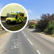A person was taken to hospital following a crash on the A12
