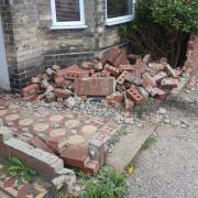 Damage caused following the crash outside of Laura Wilson's house on St Peter's Street in Lowestoft. Picture: Laura Wilson