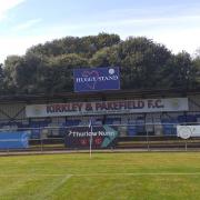 The Huggy Stand is dedicated in memory of Huggy - James Hutchinson - at Kirkley and Pakefield FC's home ground at the Lavish Life Competitions Stadium at Walmer Road. Picture: Duncan Boggis