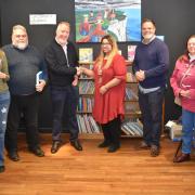 Mayor of Lowestoft Nasima Begum with Yusuf Bashforth, Junaid Rahim, town councillors and volunteers as GET Free Books Lowestoft is officially opened. Picture: Mick Howes