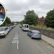 Suffolk Constabulary, inset, are investigating after a vehicle parked on St Margaret's Road in Lowestoft was raided by thieves. Picture: Google Images/Newsquest