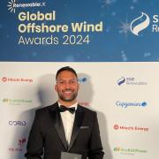 Lead contracts manager, Richard Watts, from the windfarm’s operational base in Lowestoft collected the award on behalf of the team. Picture: ScottishPower Renewables