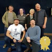 Founder of Green Jack Brewery, Tim Dunford, top left, at the ceremony with the successful top three breweries in CAMRA’s prestigious Champion Beer of Britain (CBOB) awards. Picture: David Heafield/CAMRA