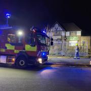 Suffolk firefighters at the scene of the blaze at the former Kevill Arms pub on Durban Road, Kirkley in Lowestoft. Picture: Submitted