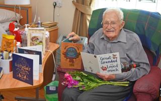Gilbert Baird celebrates his 106th birthday. Picture: Mick Howes