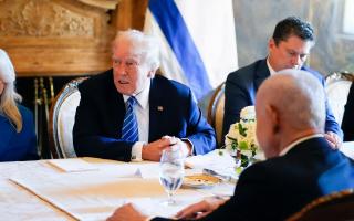 Republican presidential candidate former president Donald Trump meets with Israeli Prime Minister Benjamin Netanyahu (Alex Brandon/AP)