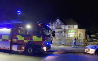 Suffolk firefighters at the scene of the blaze at the former Kevill Arms pub on Durban Road, Kirkley in Lowestoft. Picture: Submitted