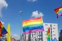 The flag was removed from the pole and cut, before being put back up