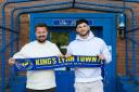 New signing Freddie Sass, with King's Lynn Town boss Adam Lakeland