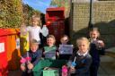 Some Team Green members from Birchwood Primary School with its Sistema® Food Storage Container and Reusable Bottle Free Recycling Programme collection box.