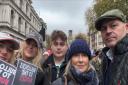 John and June Collen with children Hamish, 20, and Grace, 23, at the London rally against new inheritance tax rules