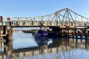 A boat became stuck under Reedham swing bridge