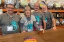 The Norwich Beer Festival 2023 at The Halls - volunteers L-R John Pettifer, Heather English, Bob Didwell and Peter
