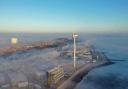 Gary Horner captured this stunning drone photo of Lowestoft - with Gulliver wind turbine prominent - from above the fog in 2019. Picture: Gary Horner