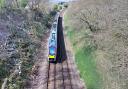 An East Suffolk Line train heading toward Ipswich after leaving Woodbridge.