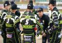 Ipswich team manager Ritchie Hawkins gives a pre-match team talk.