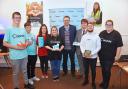 Inspire students are raising funds for bleed control kits in Lowestoft. Pictured with Waveney MP Peter Aldous. Picture: Mick Howes