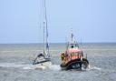 Lowestoft RNLI Lifeboat tows the stranded 35ft Dutch yacht into Lowestoft. Picture: Mick Howes
