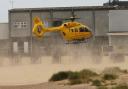 The helicopter landed on Lowestoft beach