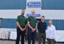 L-R: Matt Wooltorton and Ross Ovens of SPR, with Stuart Pryce and Joan Pryce, at the site of the new £8m development for ScottishPower Renewables currently occupied by RJ Pryce. Picture: Mick Howes