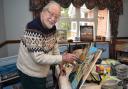 Ron Hemp, in his 90s, still painting each day at his home 'studio' in Pakefield, Lowestoft. Picture: Mick Howes