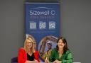 Lowestoft MP Jess Asato and Julia Pyke sign jobs pledge for Lowestoft. Picture: Sizewell C