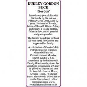 DUDLEY GORDON (Gordon) BUCK