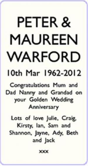 PETER - MAUREEN WARFORD