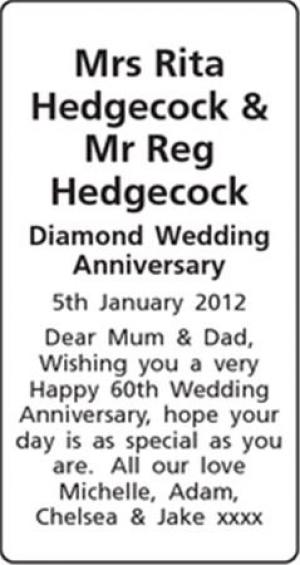 Mrs Rita Hedgecock - Mr Reg Hedgecock