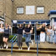 Students celebrating their GCSE results at Hobart High School