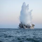 A Second World War German mine is blown up in the Baltic Sea. ScottishPower Renewables could have to detonate scores of mines and bombs off the Norfolk and Suffolk Coast