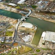 The scale of the development and major progress made on the Gull Wing third crossing in Lowestoft was captured in this aerial photo in March. Picture: Mike Page