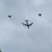 The rehearsal for the King's birthday flypast was seen over Suffolk