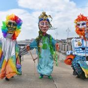 Two new large scale puppets, Spectrum: Spirit of Light, and Neptune: God of the Sea will join Sol: Spirit of Lowestoft, in a huge procession along the seafront for the start of First Light Festival 2024. Picture: Mick Howes