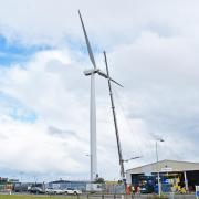 The second blade of three being installed on the Gulliver wind turbine in Lowestoft. Picture: Mick Howes