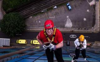 Ben Cronin on a previous charity abseil in 2015 - as he prepares to scale the heights once more. Picture: Ben Cronin