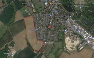 Land off Barking Road in Needham Market, where plans for 279 homes were refused.