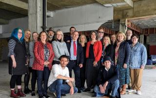 East Suffolk councillors, representatives, First Light Festival CIC representatives with officials from the Marina Theatre, DanceEast and HighTide inside the former Tesco building in Lowestoft in May. Picture: East Suffolk Council