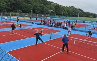 The courts in full swing at Denes Oval at the successful Lowestoft Town Tennis and Pickleball Club open day. Picture: Mick Howes