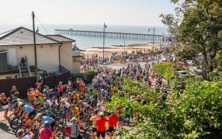 A scene from Felixstowe Pier for the 2023 Tour of Britain. Picture: SWpix.com